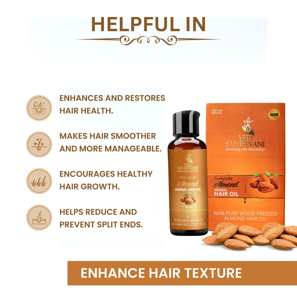 Almond Herbal Hair Oil – Nourishing Ayurvedic oil for stronger, healthier, and shinier hair.