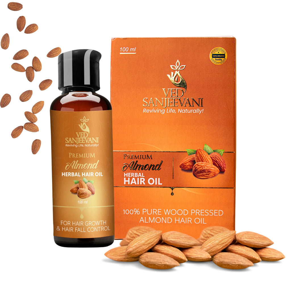 Almond Herbal Hair Oil – Nourishing Ayurvedic oil for stronger, healthier, and shinier hair.