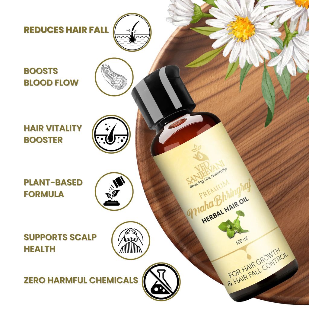 Maha Bhringraj Herbal Hair Oil – Ayurvedic oil for hair growth, scalp nourishment, and reduced hair fall