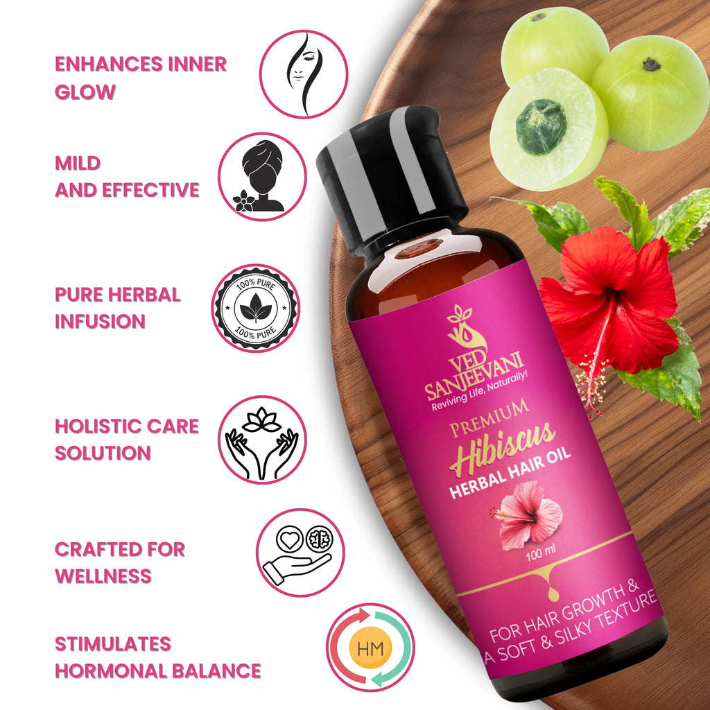 Hibiscus Herbal Hair Oil – Ayurvedic hair oil for deep nourishment, hair growth, and scalp health