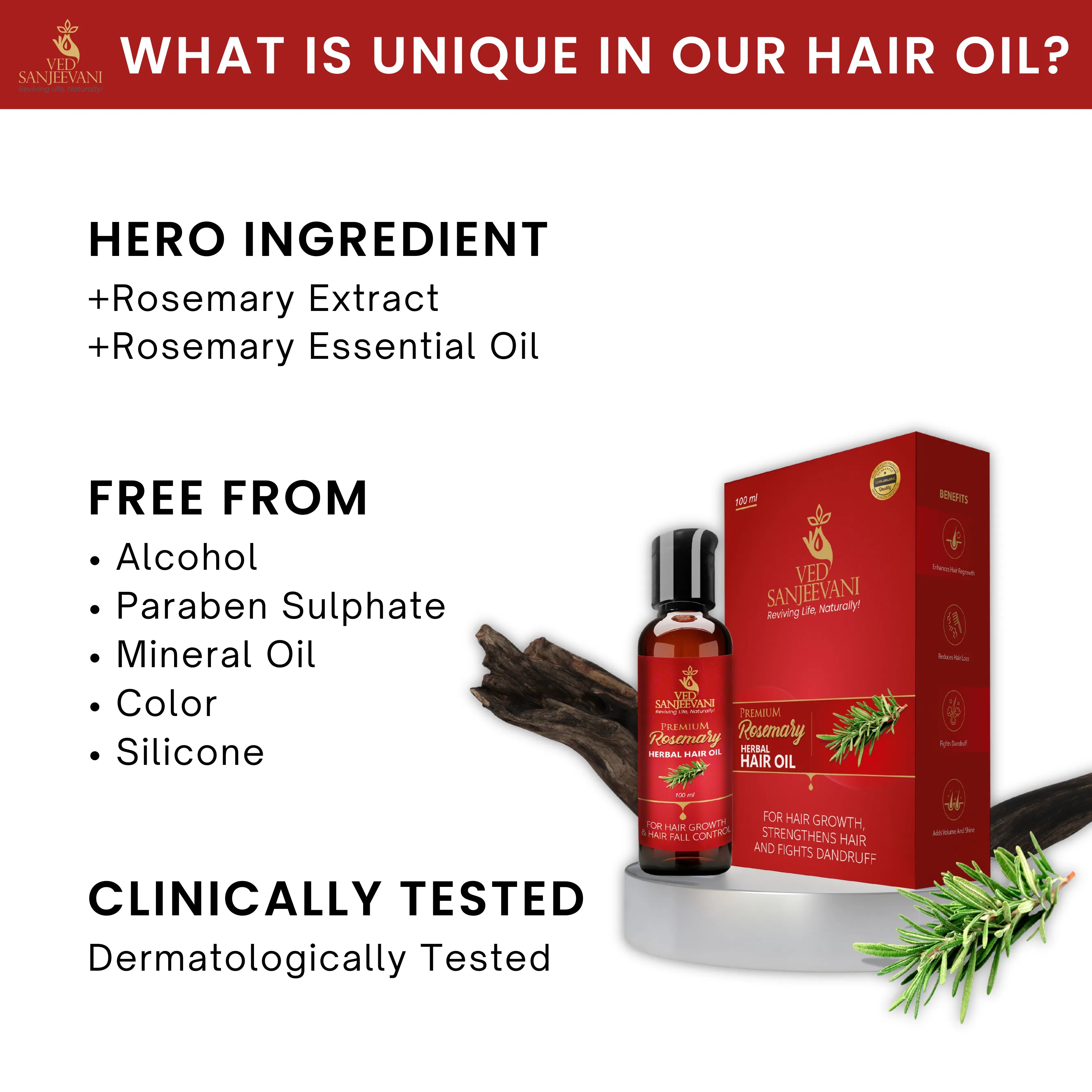 Rosemary Herbal Hair Oil – Nourishing Ayurvedic oil for hair growth, scalp health, and stronger strands