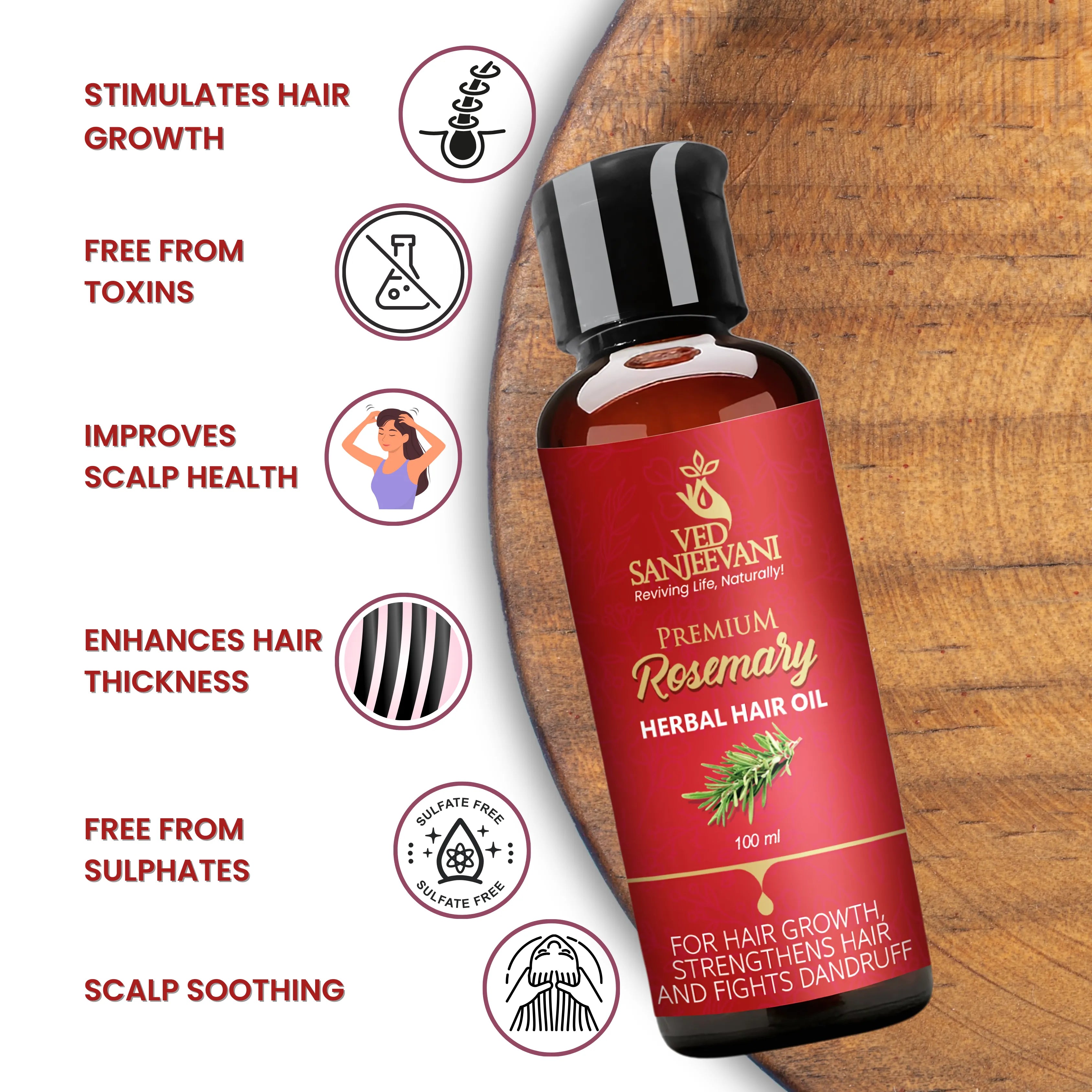 Rosemary Herbal Hair Oil – Nourishing Ayurvedic oil for hair growth, scalp health, and stronger strands